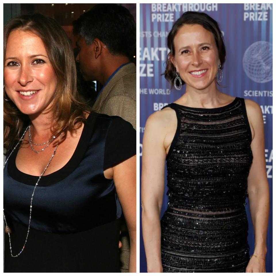 side-by-side image of 23andMe CEO Anne Wojcicki in 2008 and 2024