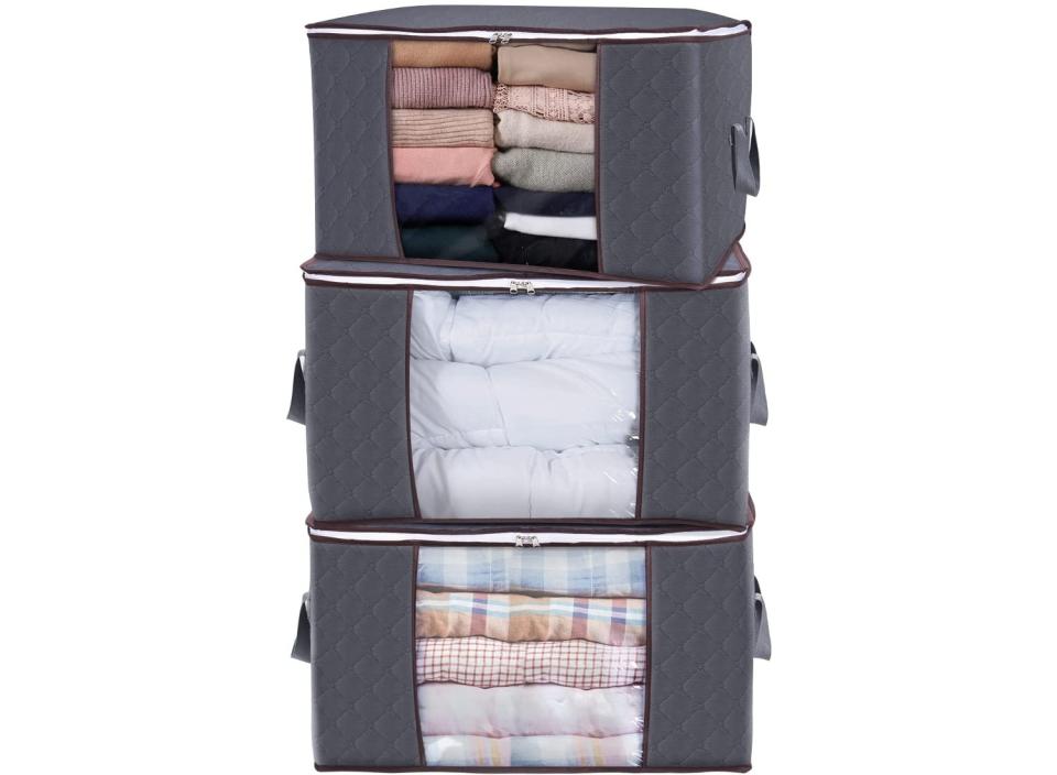 Keep out-of-season clothes or extra bedding packed away neatly with these storage bags.  (Source: Amazon)
