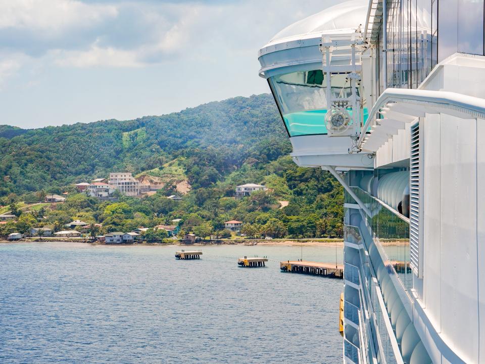 Roatan, Honduras, is seen from the world's largest cruise ship