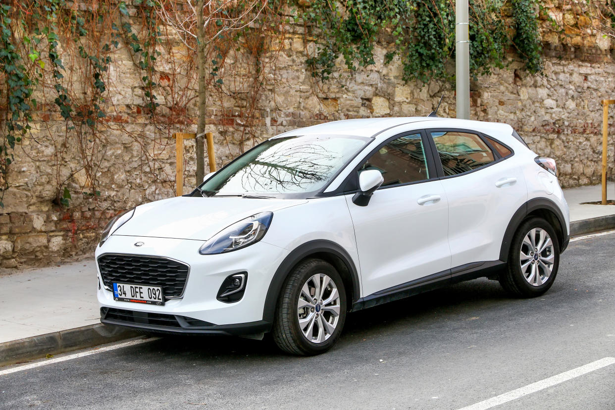 Istanbul, Turkey - February 11, 2021: Subcompact crossover SUV Ford Puma in the city street.