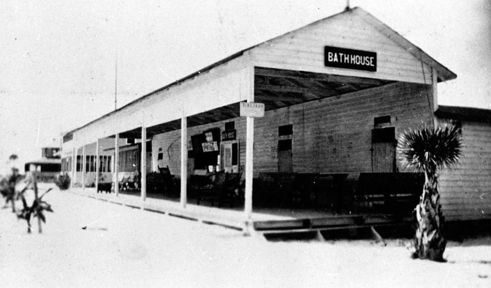 The Bathhouse at Anna Maria in 1917. This building allowed visitors to change into bathing attire or buy ice cream.