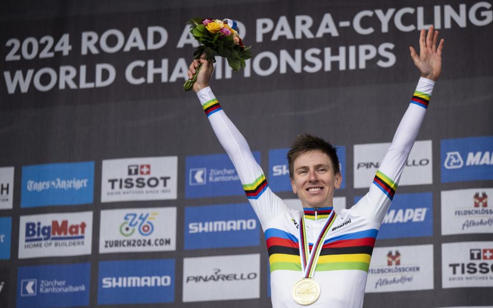 Tadej Pogacar's 'crazy' attack secures cycling's Triple Crown and stunning world title