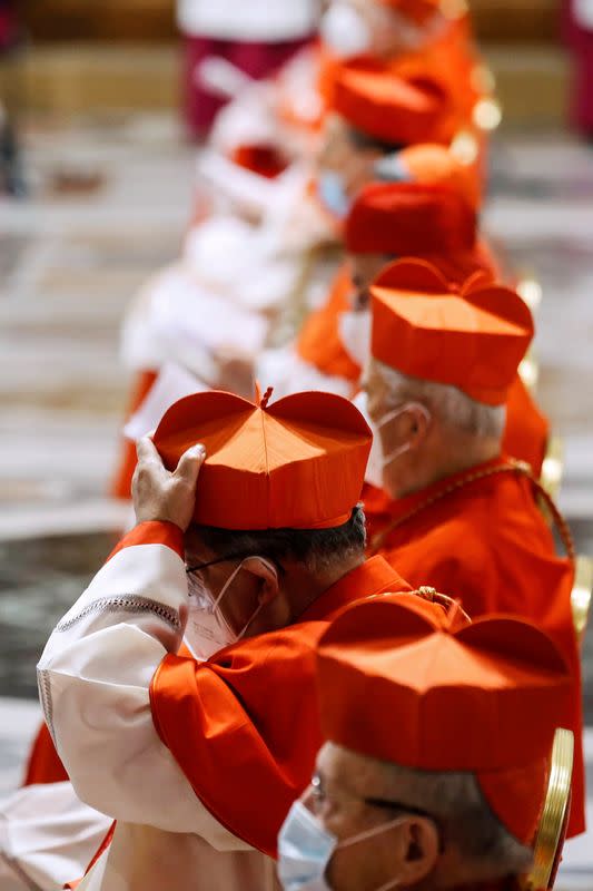 Pope Francis elevates 13 prelates to the rank of cardinal, at St. Peter's Basilica at the Vatican