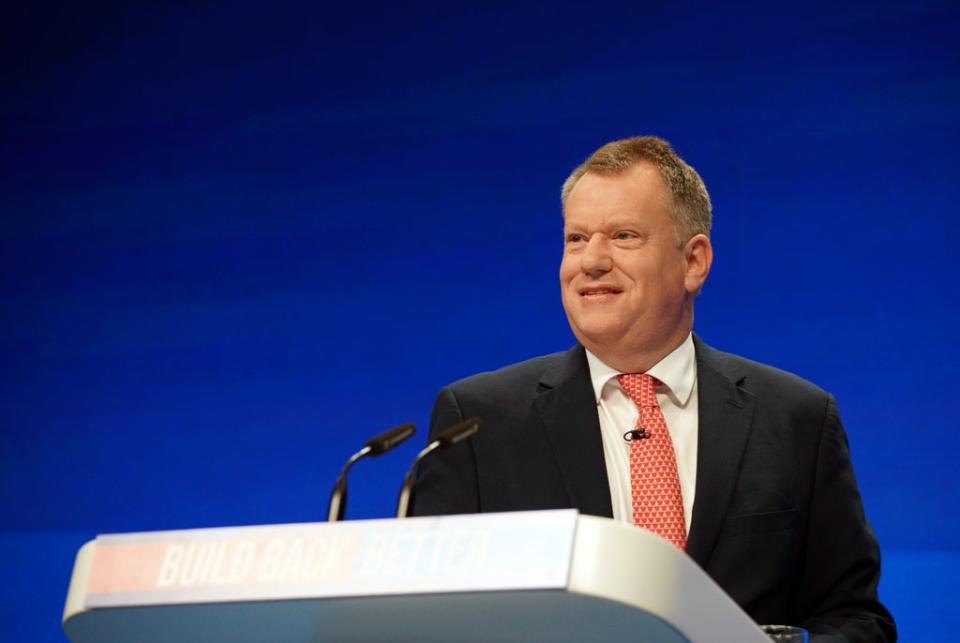 Lord David Frost, Minister of State at the Cabinet Office, speaks during the Conservative Party Conference in Manchester (Peter Byrne/PA) (PA Wire)