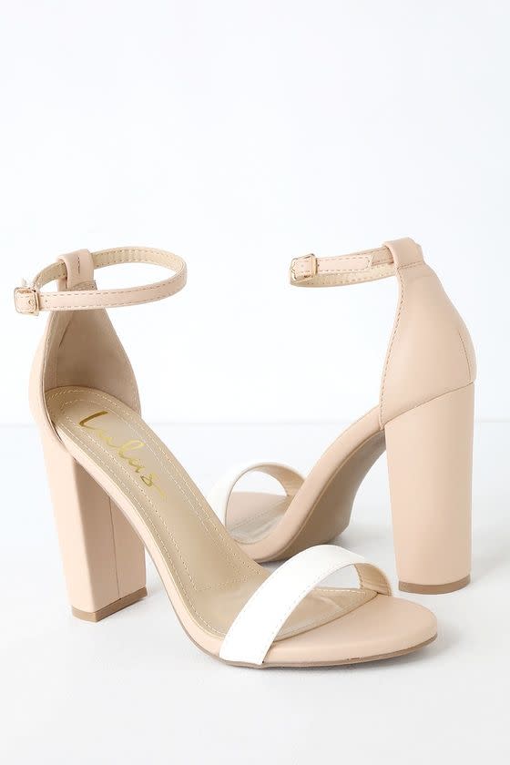 Taylor Light Nude and White Color Block Heels