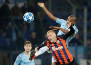 Soccer Football - Champions League - Group Stage - Group F - Shakhtar Donetsk v Manchester City - Metalist Stadium, Kharkiv, Ukraine - October 23, 2018 Manchester City's Fernandinho in action with Shakhtar Donetsk's Viktor Kovalenko REUTERS/Gleb Garanich