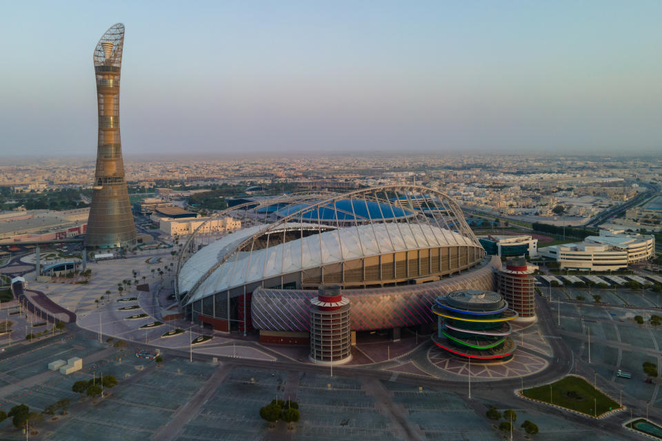 Vista aérea del Estadio Khalifa en Doha, Qatar que será sede de la Copa Mundial de la FIFA Qatar 2022. Foto: Getty Images