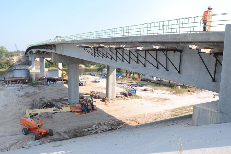 Construction is almost complete on the Oak Island bridge on Tuesday, Oct. 12, 2010. The bridge opened later that year and was named the Swain's Cut Bridge.