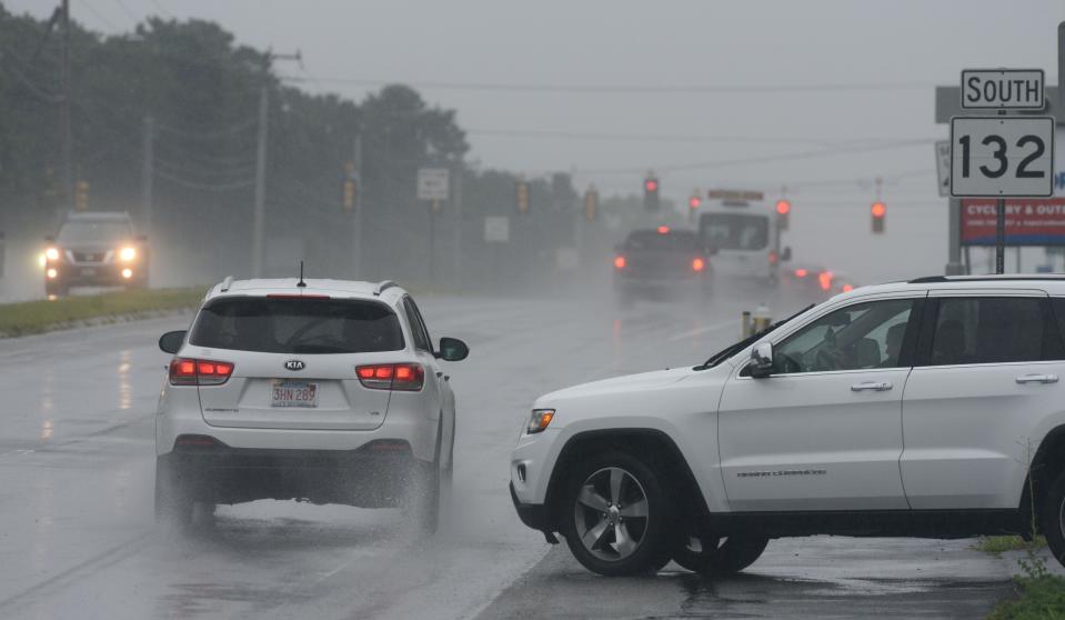 Motorists head south Tuesday on Route 132, also known as Iyannough Road, in Hyannis. The stretch of Route 132 from Route 6 to the Airport Rotary is among the top five most dangerous roadways on Cape Cod, according to crash data from the state Department of Transportation.