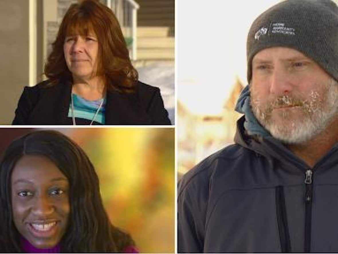 Alberta homeowners Deborah Teichroeb and Adetola Wall, top and bottom left, say they hired John McKale, right, from Home Warranty Advocates but didn’t get the services they paid for. (CBC - image credit)