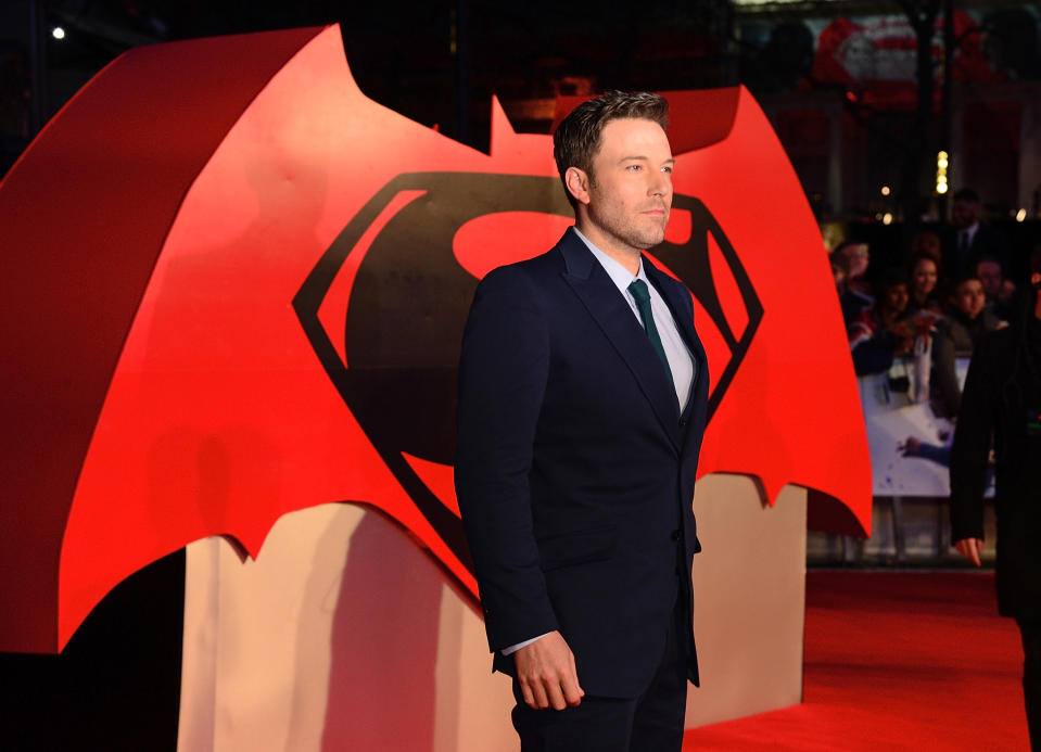 <p>Ben Affleck attends the European Premiere of "Batman V Superman: Dawn Of Justice" at Odeon Leicester Square on March 22, 2016 in London, England. (Photo by David M. Benett/Dave Benett/WireImage)</p> 