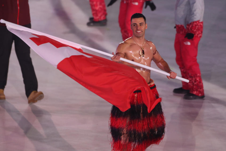 Pita Taufatofua stole the show at both the 2016 and 2018 Olympic Opening Ceremonies. (Getty)