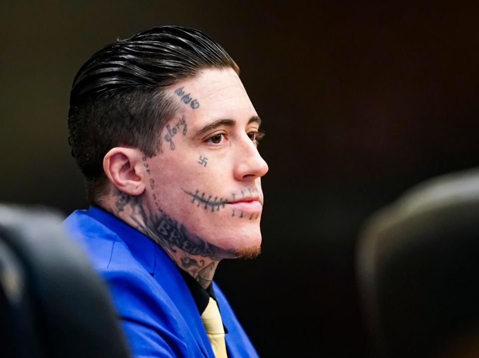 Wade Wilson sits before opening arguments are made by Assistant State Attorney Andreas Gardiner during Wilson’s murder trial at the Lee County Courthouse in Fort Myers on Monday, June 10, 2024. Wilson is facing two first-degree murder charges among others.