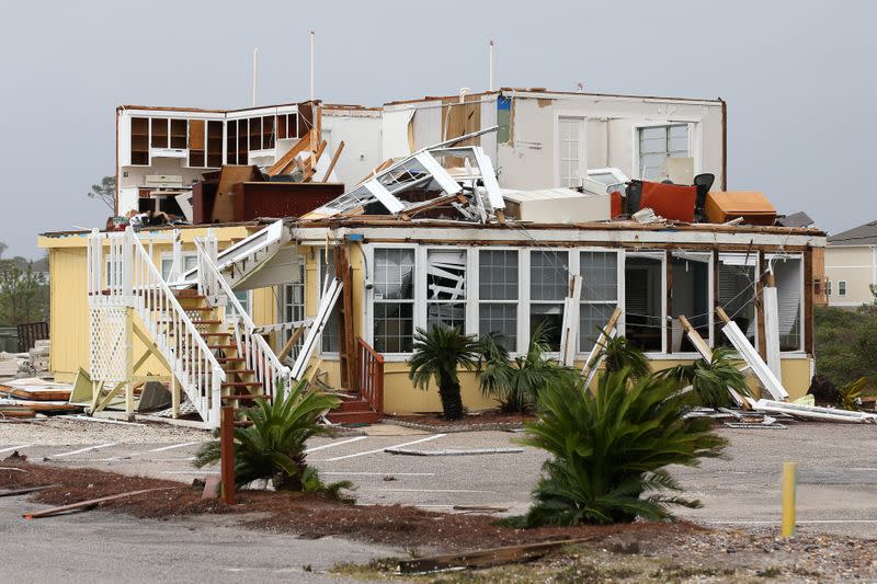 A damaged house caused by Hurricane Sally is pictured in Perdido Key