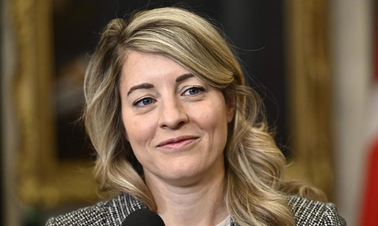 <span>Mélanie Joly, the minister of foreign affairs, on Parliament Hill in Ottawa, Canada, on 1 March 2024.</span><span>Photograph: Canadian Press/Rex/Shutterstock</span>