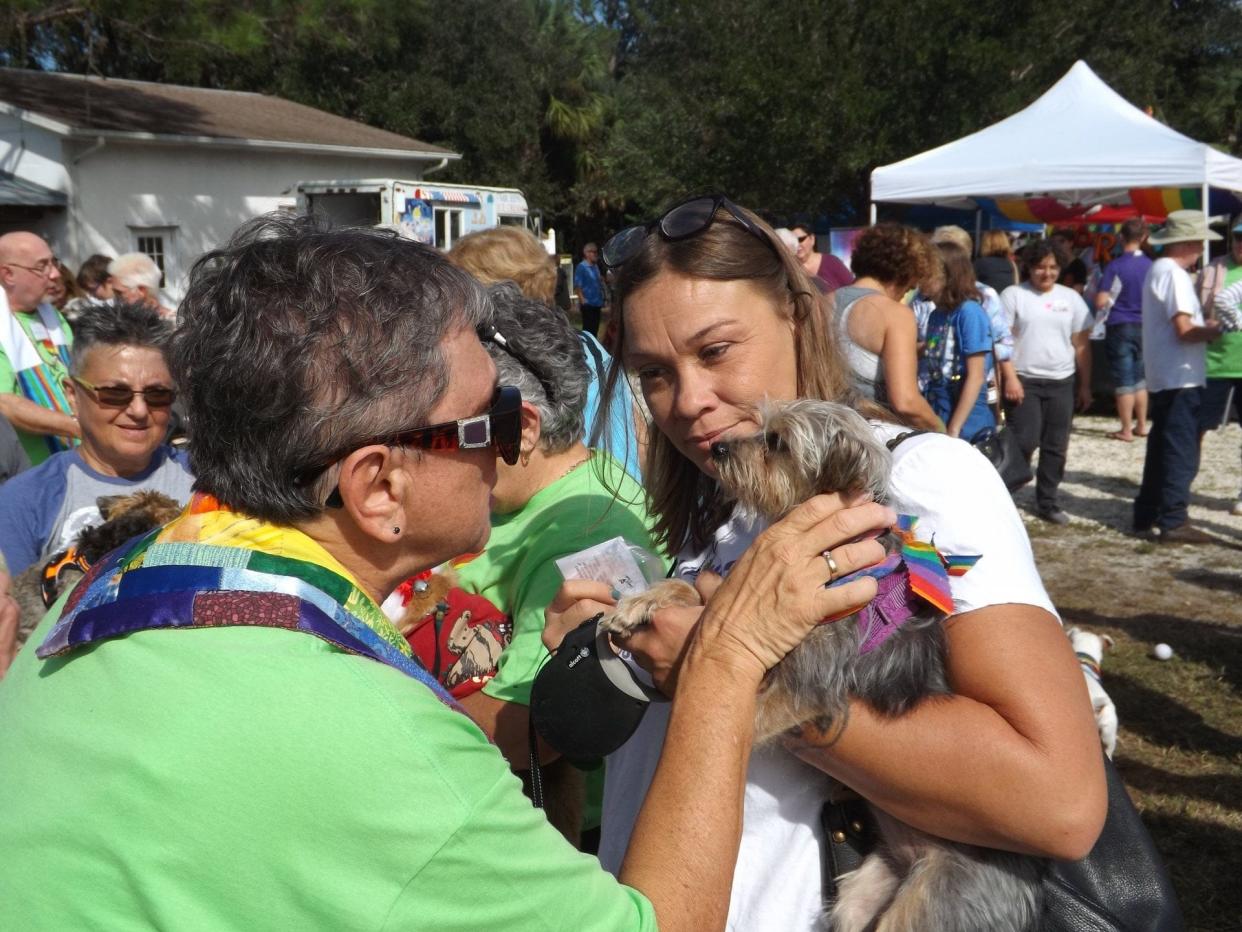 Activities at the annual Venice Pride Festival include the popular pet parade.