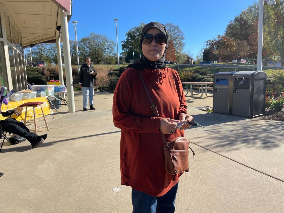 Fatima Jerhaoui voted Tuesday, Nov. 8, 2022, at the Chavez Community Center in Raleigh, N.C.