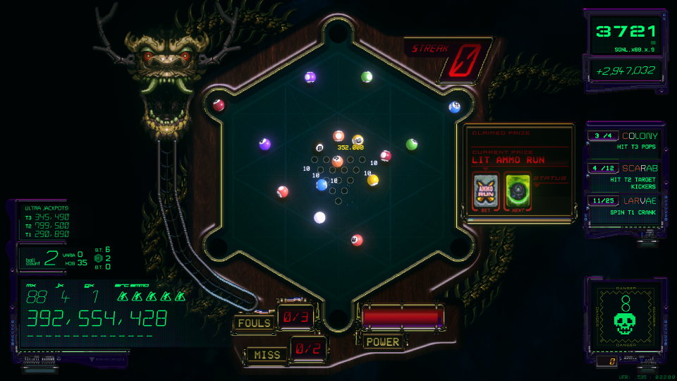 A billiards minigame in Xenotilt.