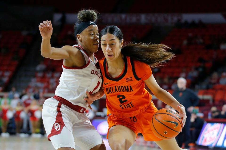 Oklahoma State sophomore Neferatali Notoa (2) has made three consecutive starts, averaging 8.0 points, 3.3 rebounds and 2.7 assists during that stretch.