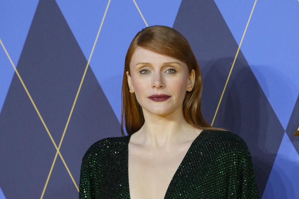 Bryce Dallas Howard poses for photographers upon arrival at the World premiere of the film 'Argylle' on Wednesday, Jan. 24, 2024 in London. (Scott A Garfitt/Invision/AP)