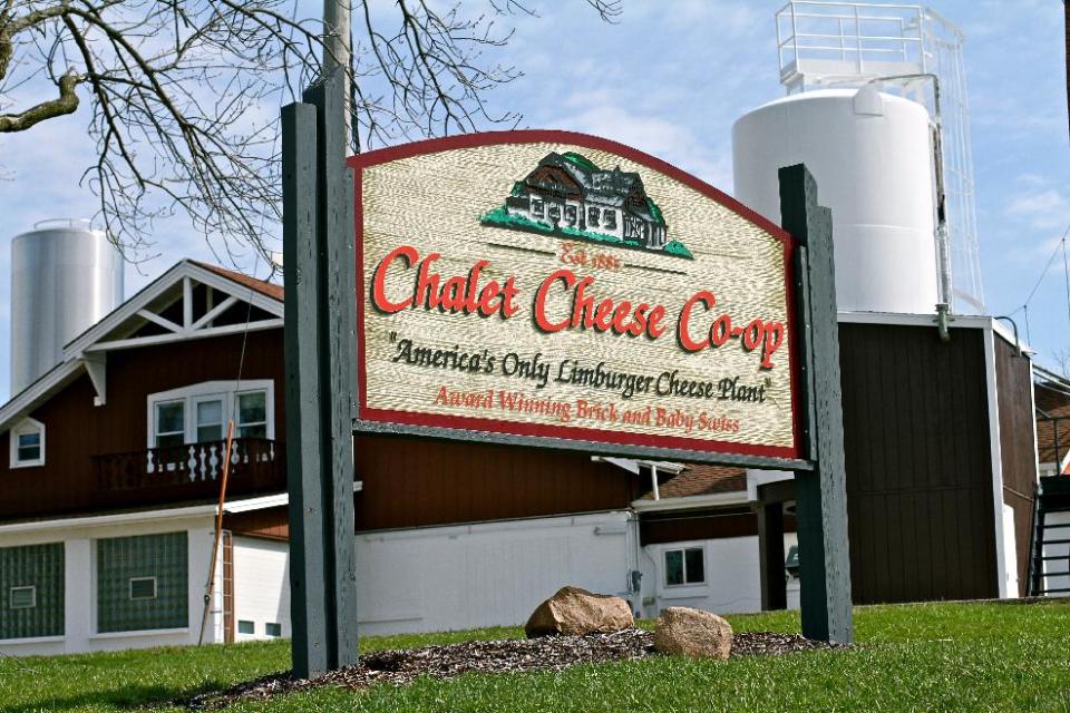 This April 2013 photo shows the Chalet Cheese Co-op in Monroe, Wis., which bills itself as “America’s only Limburger cheese plant.” Limburger is known as a foul-smelling cheese but the local production is a point of pride in the tranquil town of Monroe. (AP Photo/Niamh O’Neill-Culhane)