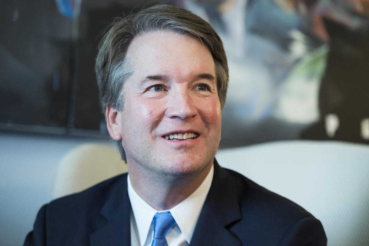 Supreme Court nominee Brett Kavanaugh on July 17. A coordinated campaign is in motion to cast him as an impartial moderate. (Photo: Tom Williams/CQ Roll Call via Getty Images)