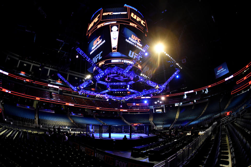 A general view of the Octagon prior to the UFC Fight Night event at Amway Center on February 24, 2018 in Orlando, Florida. (Getty Images)