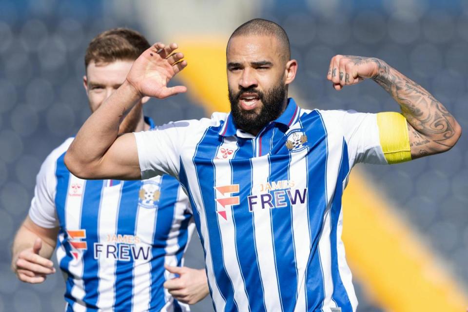 Kyle Vassell celebrates after scoring to make it 1-0 Kilmarnock <i>(Image: SNS)</i>