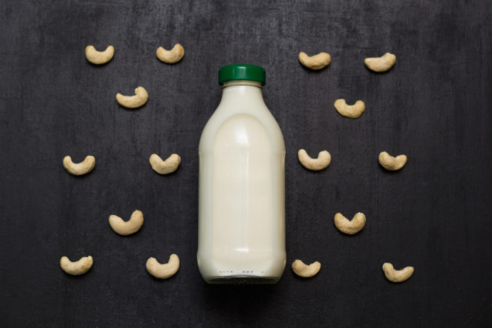 <p>Cashew milk naturally contains 4 grams of protein per serving and 8% of the daily value for iron. All cashew milks are naturally lactose-free and can replace cow’s milk for those who have trouble digesting dairy. Homemade versions have less protein, calcium, and potassium than cow’s milk but more healthy unsaturated fats, iron, and magnesium</p> 