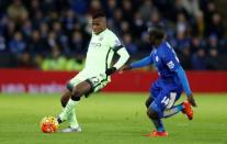 Football Soccer - Leicester City v Manchester City - Barclays Premier League - King Power Stadium - 29/12/15 Leicester City's Ngolo Kante and Manchester City's Kelechi Iheanacho in action Action Images via Reuters / Carl Recine Livepic