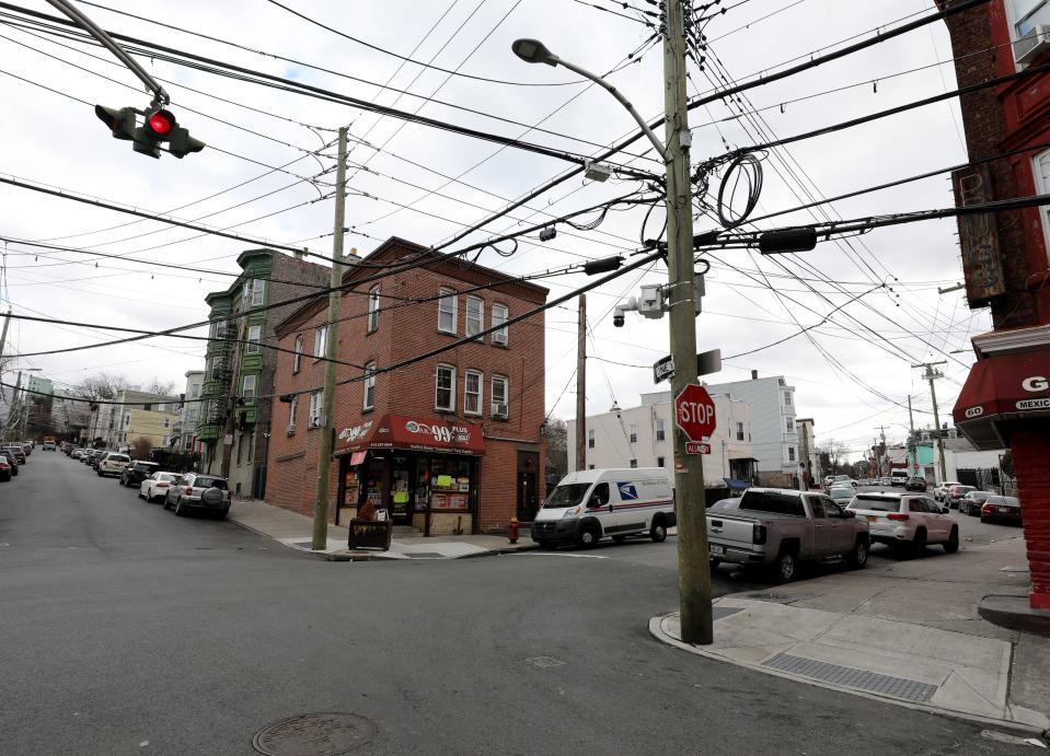 The corner of Oak Street and Maple Street in Yonkers, Jan. 26, 2023. The Nodine Hill section of Yonkers has plenty of overhead utility wires. 