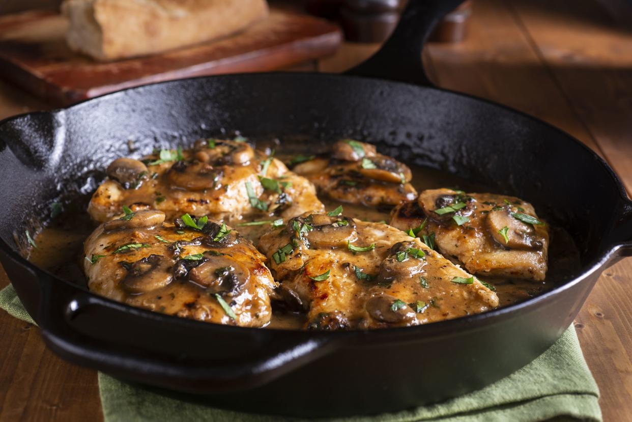 Chicken Marsala in a Cast Iron Skillet