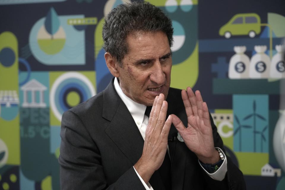 Francesco La Camera, director-general of the International Renewable Energy Agency, talks to The Associated Press during the COP28 U.N. Climate Summit, Monday, Dec. 4, 2023, in Dubai, United Arab Emirates. (AP Photo/Joshua A. Bickel)