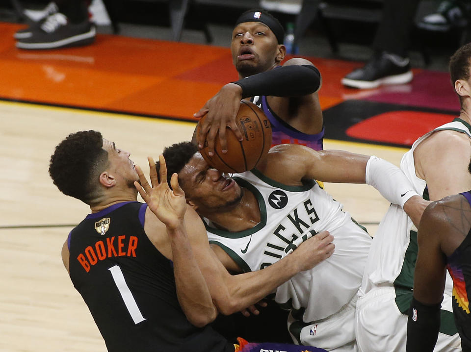 Nothing came easy for Milwaukee Bucks superstar Giannis Antetokounmpo. (Ralph Freso/Getty Images)