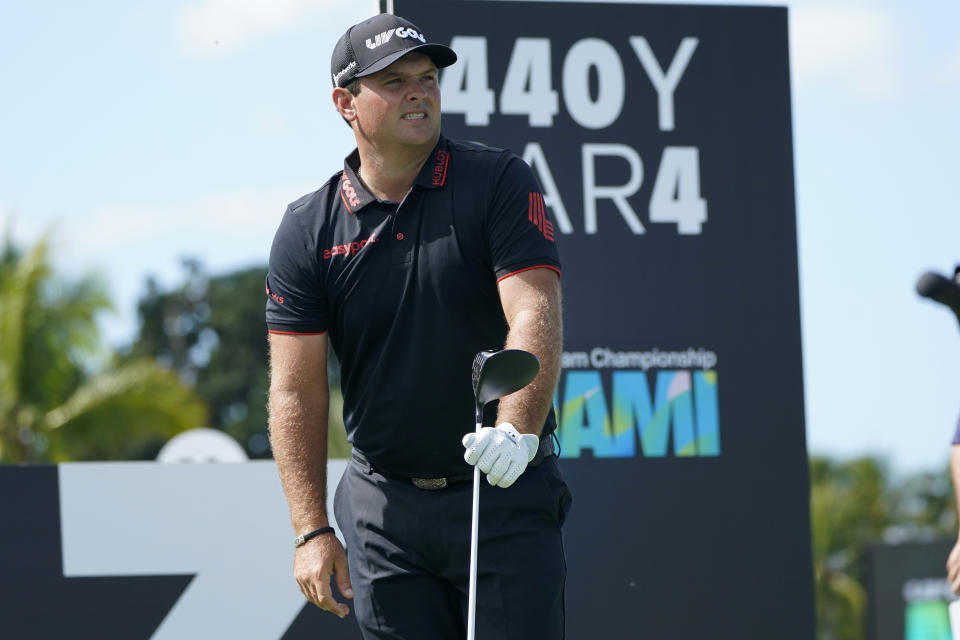 FILE - Patrick Reed watches his shot from the third tee during the final round of the LIV Golf Team Championship at Trump National Doral Golf Club, Oct. 30, 2022, in Doral, Fla. Players who defected from the PGA Tour to join Saudi-funded LIV Golf are still welcome at the Masters next year, even as Augusta National officials expressed disappointment Tuesday, Dec. 20, in the division it has caused in golf. (AP Photo/Lynne Sladky, File)