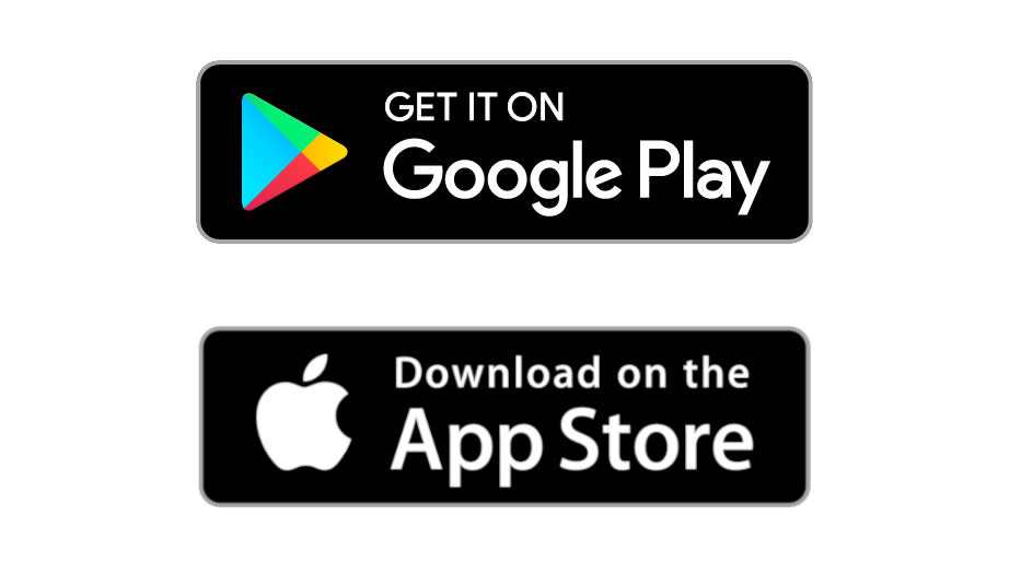 Google Play and AppStore logos on white background