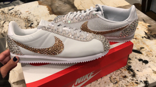 Custom Nike Cortez Shoes Bling Swarovski Crystals fashion 