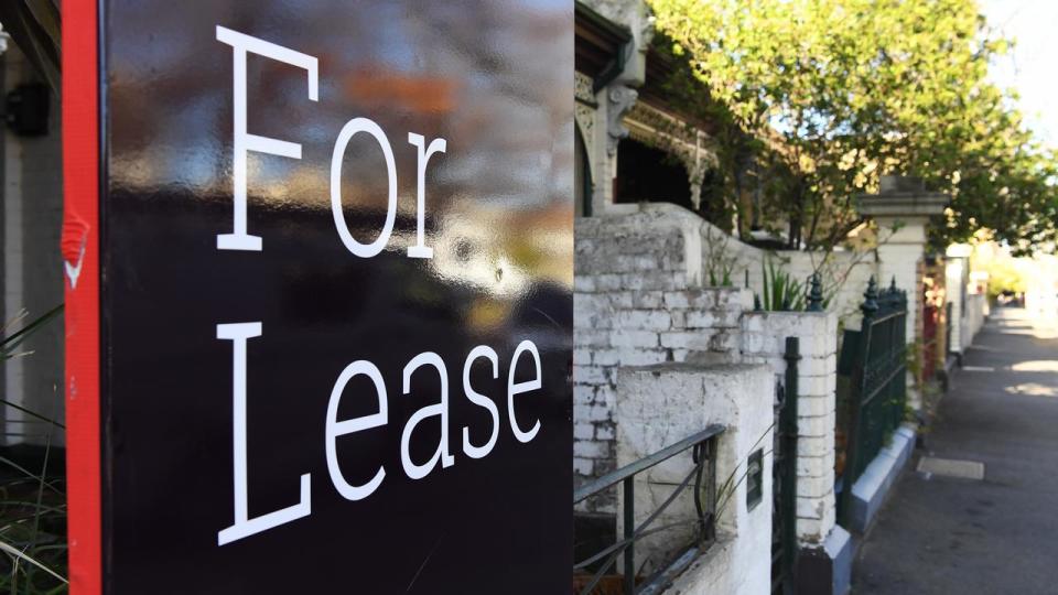 Signage for a real estate property is seen in Carlton North, Melbourne