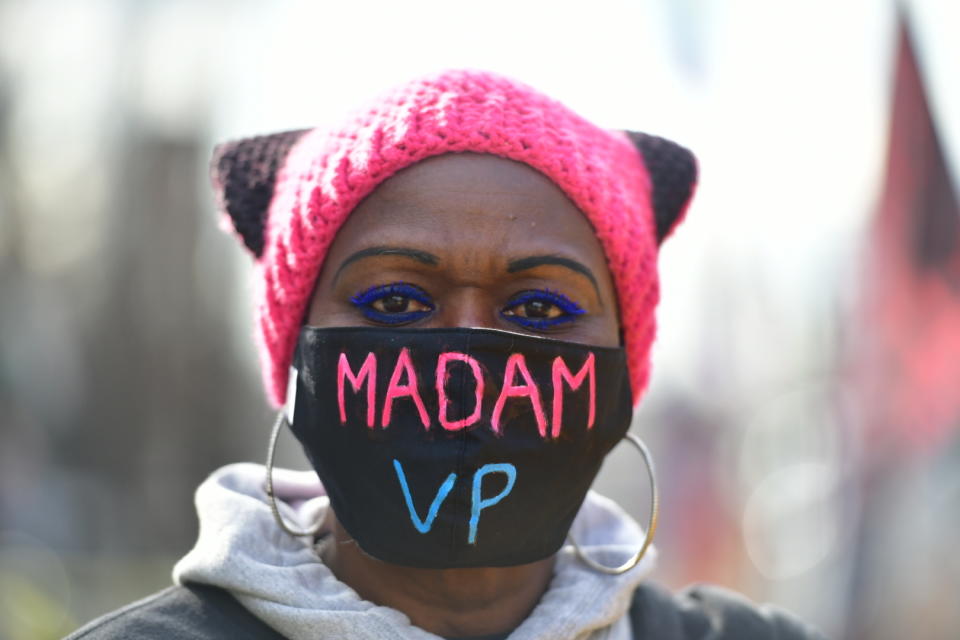 WASHINGTON D.C., JANUARY 20- A general view of people's celebrations and reactions at Black Lives Matter Plaza during 2021 United States Presidential Inauguration of Joe Biden on January 20, 2021 in Washington D.C. Photo: Chris Tuite/ImageSPACE/MediaPunch /IPX