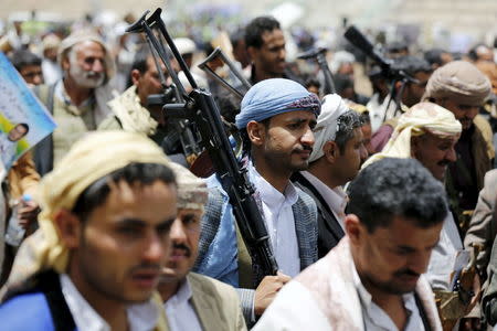 Tribesmen loyal to the Houthi movement attend a gathering in Yemen's capital Sanaa, April 17, 2016. REUTERS/Khaled Abdullah