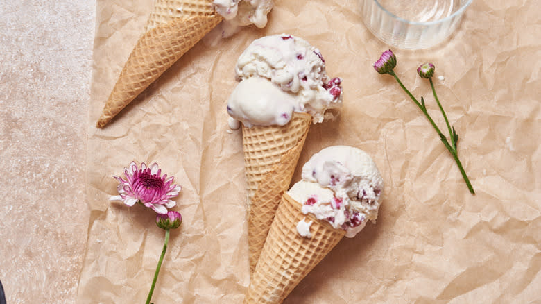 pomegranate ice cream cones