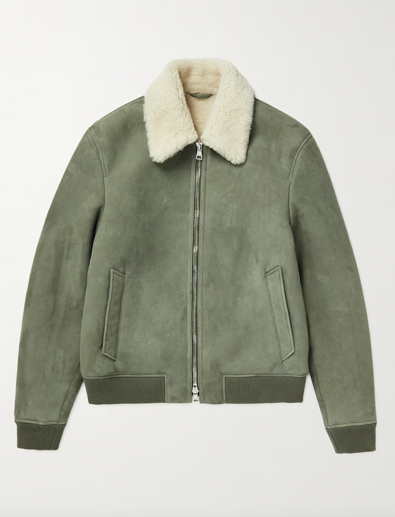 Shearling-Trimmed Suede Blouson Jacket