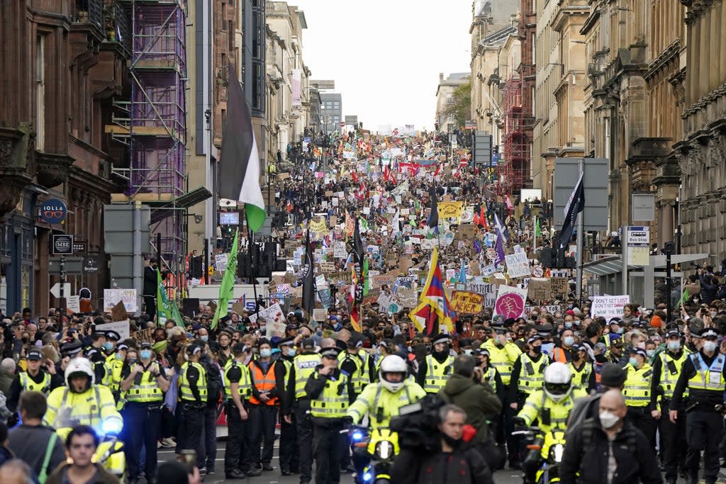 Demonstrators during the Fridays for Future Scotland march through Glasgow (Danny Lawson/PA) (PA Wire)