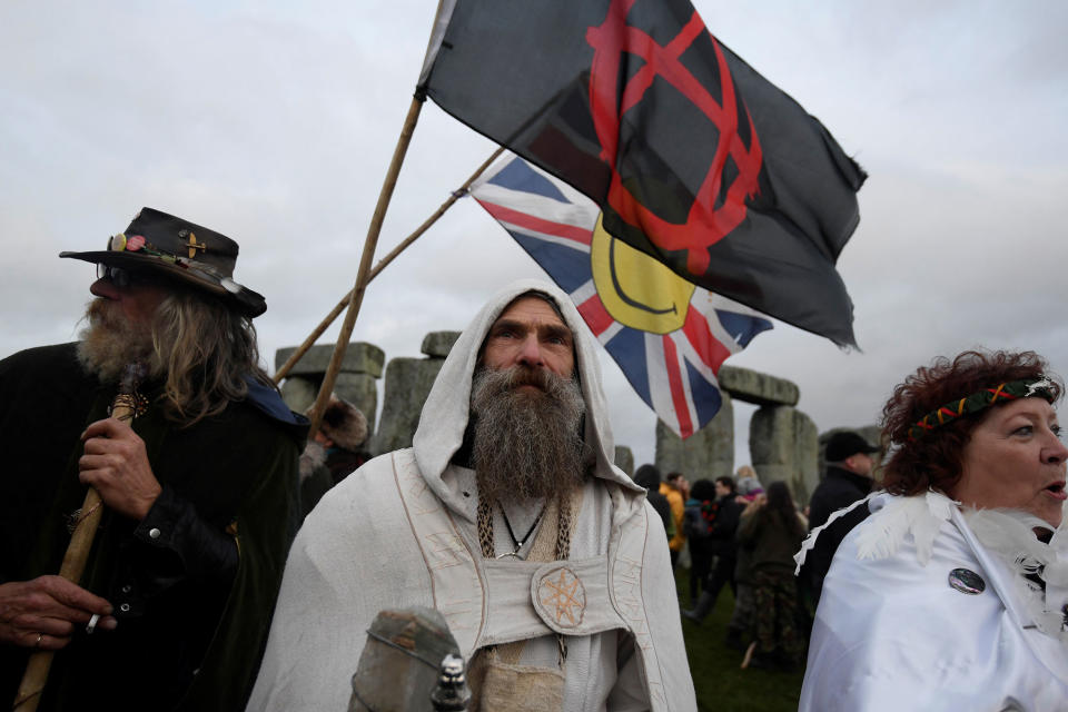 Revelers celebrate winter solstice at Stonehenge