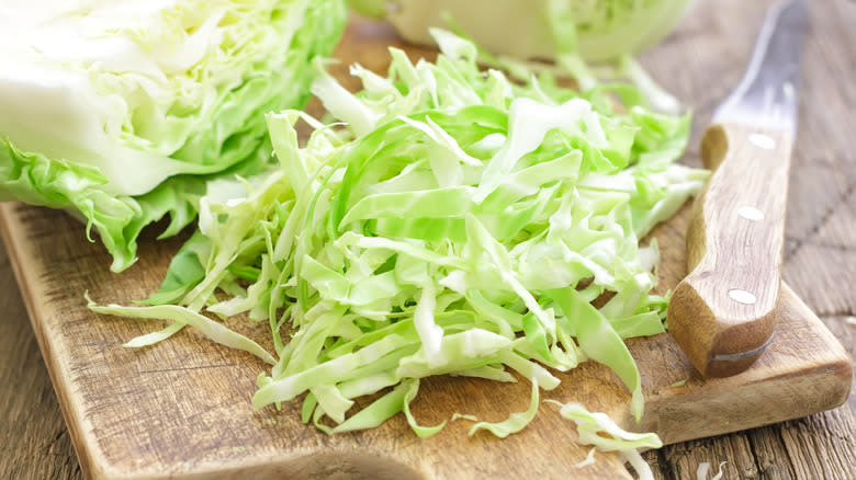 Shredded green cabbage