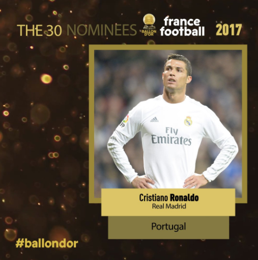 Les 30 nommés au Ballon d'Or 2017