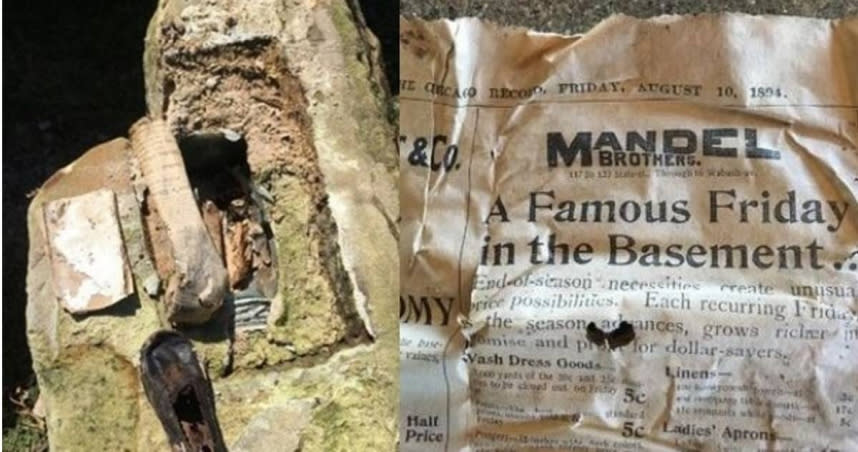 美國一名男子意外發現近120年前的時空膠囊。（圖／翻攝自Reddit）