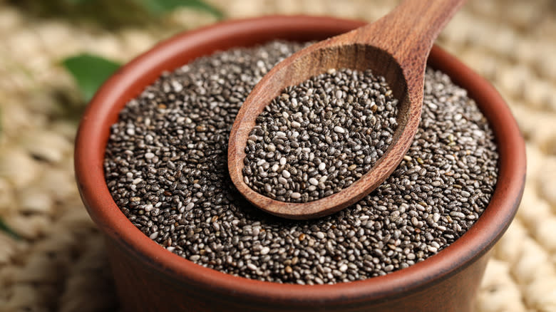 Bowl filled with chia seeds