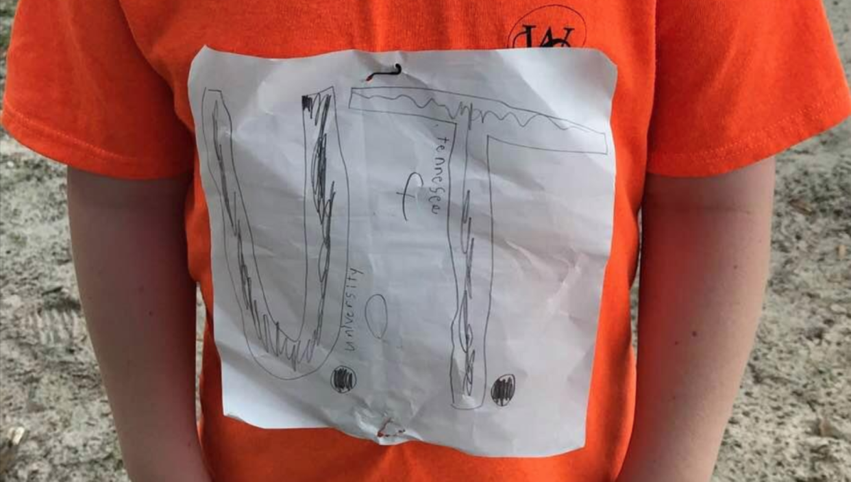 Students at a Pennsylvania school wore orange T-shirts to support a boy bullied for his homemade University of Tennessee shirt. (Photo: Facebook/Laura Snyder)