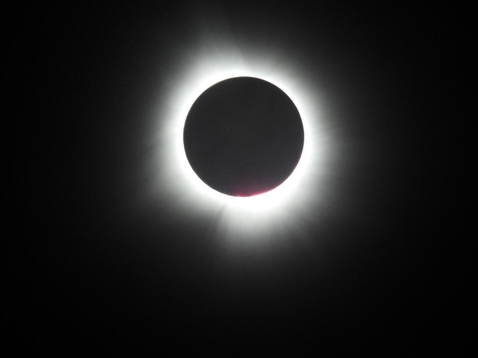 Silvia Lobo captured a stunning view of the corona and the chromasphere from Saranac Lake, NY on April 8